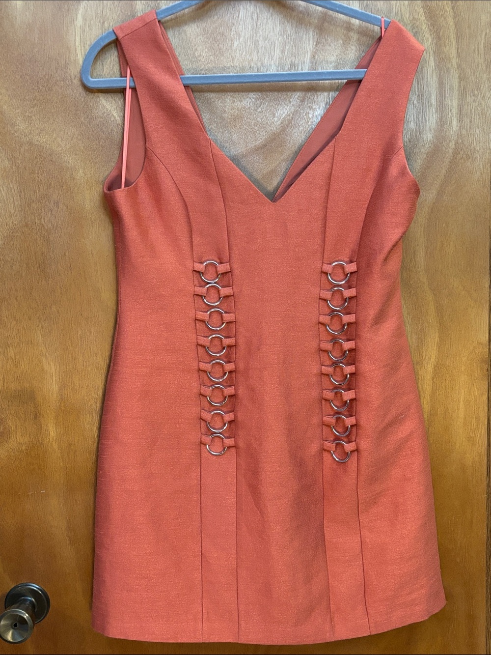 C/MEO Collective Burnt Siena “two can win”  Dress with Ring-Row Detail